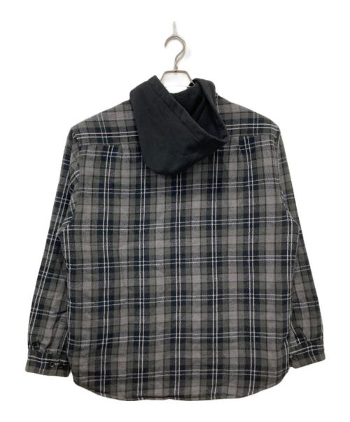 SUPREME（シュプリーム）SUPREME (シュプリーム) tartan flannel hooded shirt/23FW グレー サイズ:Lの古着・服飾アイテム