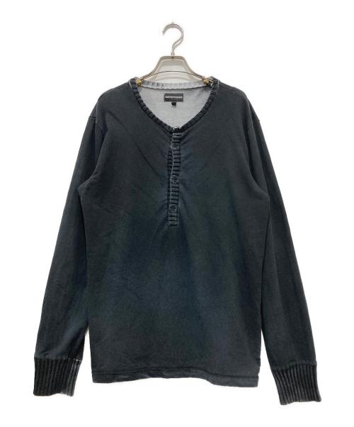 EMPORIO ARMANI（エンポリオアルマーニ）EMPORIO ARMANI (エンポリオアルマーニ) ユーズド加工プルオーバー ブラック サイズ:XXLの古着・服飾アイテム