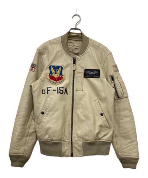 AVIREX（アヴィレックス）AVIREX (アヴィレックス) 40th ANNIV LEATHER MA-1 アイボリー サイズ:Lの古着・服飾アイテム