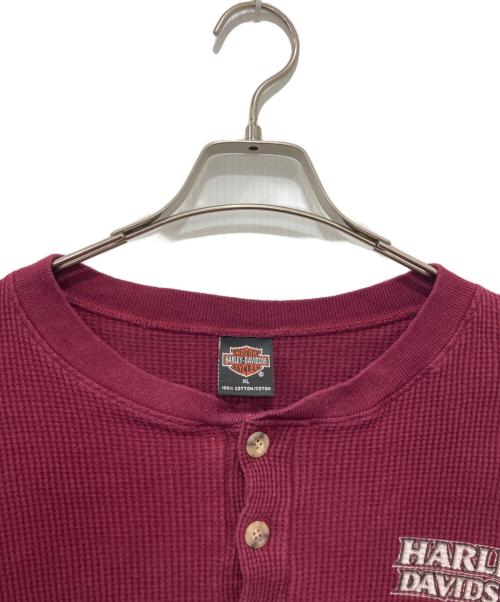 HARLEY-DAVIDSON（ハーレーダビッドソン）HARLEY-DAVIDSON (ハーレーダビッドソン) ヘンリーネックカットソー レッド サイズ:XLの古着・服飾アイテム