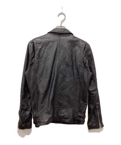 black by VANQUISH（ブラック バイ バンキッシュ）black by VANQUISH (ブラック バイ バンキッシュ) ベジタブルシープレザーダブルライダースジャケット ブラック サイズ:Ｍの古着・服飾アイテム