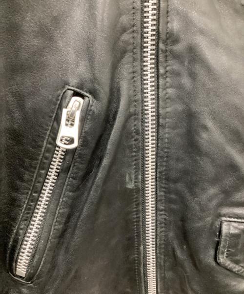 black by VANQUISH（ブラック バイ バンキッシュ）black by VANQUISH (ブラック バイ バンキッシュ) ベジタブルシープレザーダブルライダースジャケット ブラック サイズ:Ｍの古着・服飾アイテム