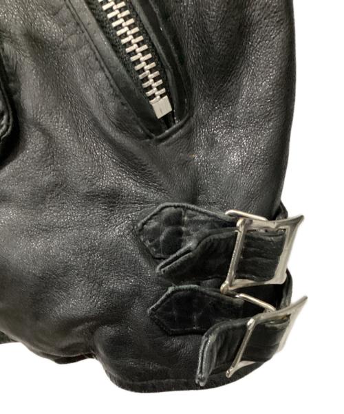 black by VANQUISH（ブラック バイ バンキッシュ）black by VANQUISH (ブラック バイ バンキッシュ) ベジタブルシープレザーダブルライダースジャケット ブラック サイズ:Ｍの古着・服飾アイテム