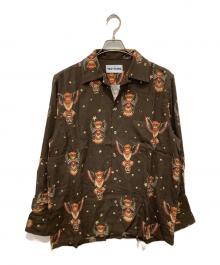 NEAT ALOHA（ニートアロハ）の古着「"OWL"アロハシャツ」｜ブラウン