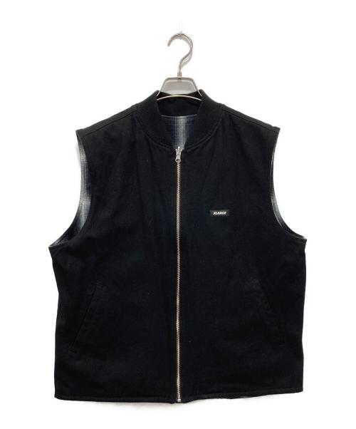 X-LARGE（エクストララージ）X-LARGE (エクストララージ) OMBRE PLAID REVERSIBLE VEST ブラック サイズ:Lの古着・服飾アイテム