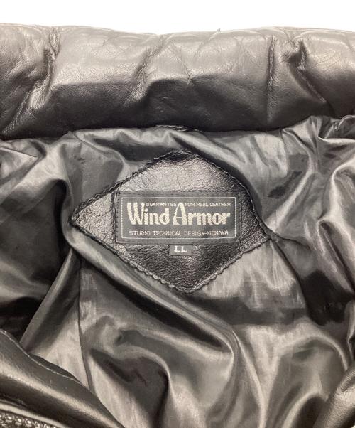 Wind Armor（ウィンドアーマー）Wind Armor (ウィンドアーマー) カウレザーダウンジャケット ブラック サイズ:LLの古着・服飾アイテム