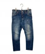 DSQUARED2ディースクエアード）の古着「KENNY TWIST ペイント加工 デニムパンツ」｜インディゴ