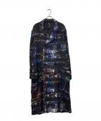 GROUND Yグラウンドワイ）の古着「Rayon universe Big long P coat」｜ブラック×ブルー