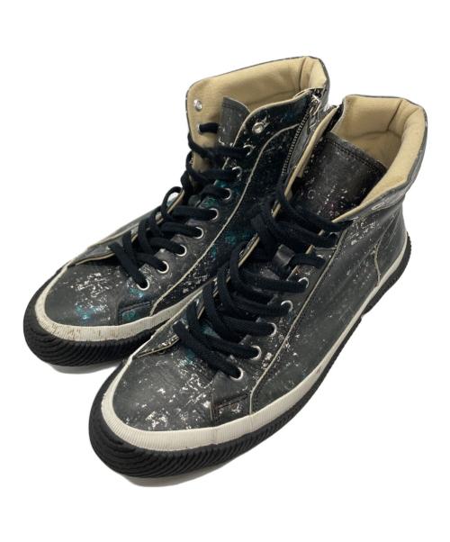 GROUND Y（グラウンドワイ）GROUND Y (グラウンドワイ) 総柄ハイカットスニーカー ブラック サイズ:Lの古着・服飾アイテム