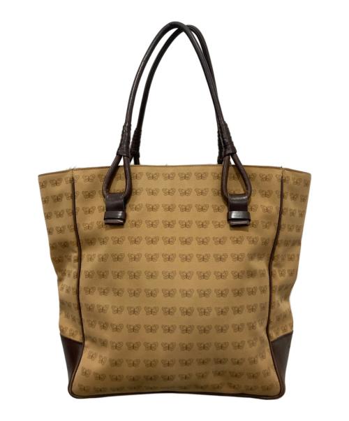 BOTTEGA VENETA（ボッテガベネタ）BOTTEGA VENETA (ボッテガベネタ) 蝶柄キャンバストートバッグ ベージュの古着・服飾アイテム