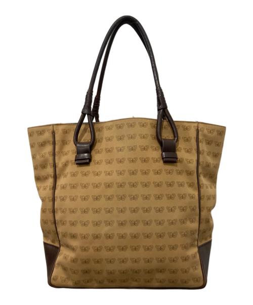 BOTTEGA VENETA（ボッテガベネタ）BOTTEGA VENETA (ボッテガベネタ) 蝶柄キャンバストートバッグ ベージュの古着・服飾アイテム