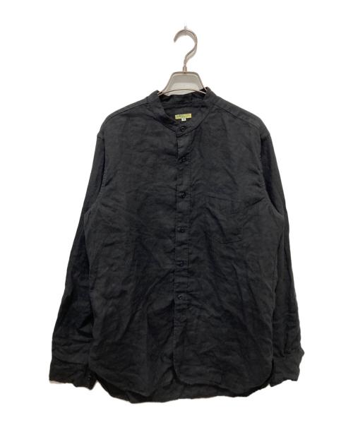 WORKERS（ワーカーズ）WORKERS (ワーカーズ) ブラックリネンノーカラーシャツ ブラック サイズ:15の古着・服飾アイテム