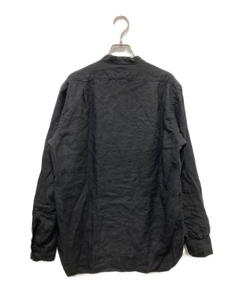 WORKERS（ワーカーズ）WORKERS (ワーカーズ) ブラックリネンノーカラーシャツ ブラック サイズ:15の古着・服飾アイテム