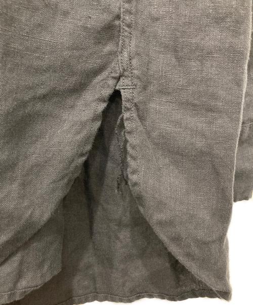 WORKERS（ワーカーズ）WORKERS (ワーカーズ) ブラックリネンノーカラーシャツ ブラック サイズ:15の古着・服飾アイテム