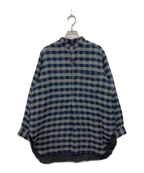 45R（フォーティファイブ・アール）45R (フォーティファイブ・アール) ふわふわ二重織の908スタンドグランパプルシャツ グレー サイズ:2の古着・服飾アイテム