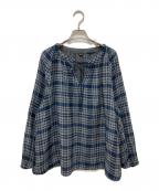 45Rフォーティファイブ・アール）の古着「ふわふわ二重織のシャーリングブラウス」｜ネイビー