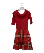 BURBERRY BLUE LABELバーバリーロンドンブルーレーベル）の古着「ニットワンピース」｜レッド
