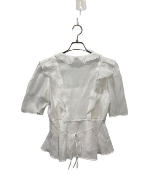 FRAY ID（フレイ アイディー）FRAY ID (フレイ アイディー) シアーフリルペプラムブラウス ホワイト サイズ:FREEの古着・服飾アイテム