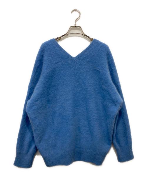 Whim Gazette（ウィムガゼット）Whim Gazette (ウィムガゼット) カシミヤ混Vネックニット ブルー サイズ:Freeの古着・服飾アイテム
