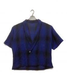 NOBNAGA paris（ノブナガパリ）の古着「Shawl collar 1B shirt / 半袖シャツ / 半袖シャツジャケット」｜ブルー