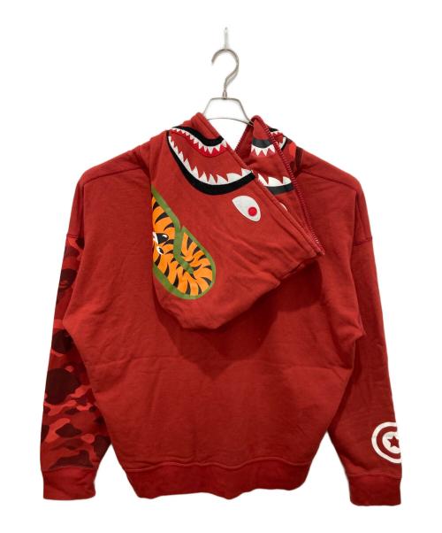 A BATHING APE（ア ベイシング エイプ）A BATHING APE (ア ベイシング エイプ) SHARK FULL ZIP HOODIE レッド サイズ:XLの古着・服飾アイテム