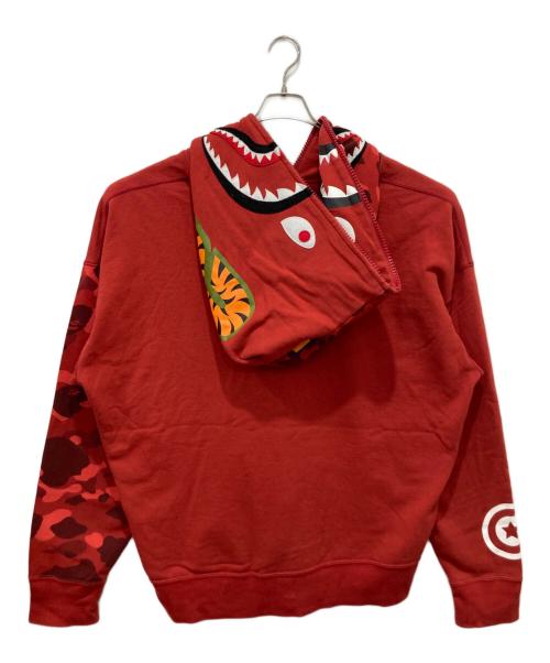 A BATHING APE（ア ベイシング エイプ）A BATHING APE (ア ベイシング エイプ) SHARK FULL ZIP HOODIE レッド サイズ:XLの古着・服飾アイテム