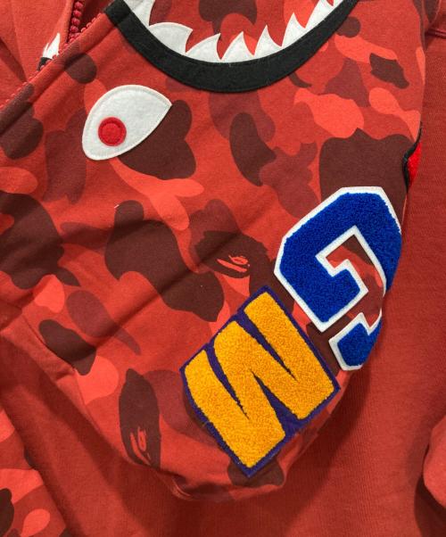 A BATHING APE（ア ベイシング エイプ）A BATHING APE (ア ベイシング エイプ) SHARK FULL ZIP HOODIE レッド サイズ:XLの古着・服飾アイテム