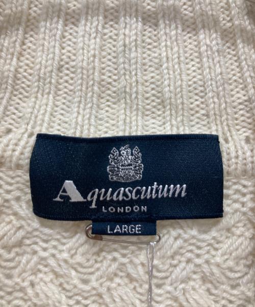 Aquascutum（アクアスキュータム）Aquascutum (アクアスキュータム) カシミヤケーブルニット ホワイト サイズ:Lの古着・服飾アイテム