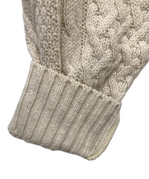 Aquascutum（アクアスキュータム）Aquascutum (アクアスキュータム) カシミヤケーブルニット ホワイト サイズ:Lの古着・服飾アイテム