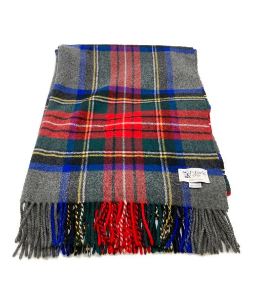 JOHNSTONS OF ELGIN（ジョンストンズオブエルガン）JOHNSTONS OF ELGIN (ジョンストンズオブエルガン) ウールカシミヤ大判マフラー レッド×グレーの古着・服飾アイテム