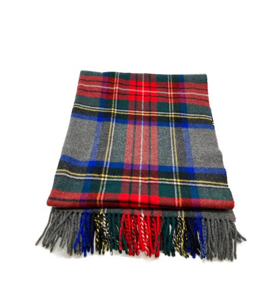 JOHNSTONS OF ELGIN（ジョンストンズオブエルガン）JOHNSTONS OF ELGIN (ジョンストンズオブエルガン) ウールカシミヤ大判マフラー レッド×グレーの古着・服飾アイテム