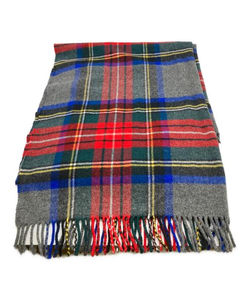 JOHNSTONS OF ELGIN（ジョンストンズオブエルガン）JOHNSTONS OF ELGIN (ジョンストンズオブエルガン) ウールカシミヤ大判マフラー レッド×グレーの古着・服飾アイテム