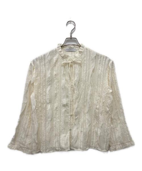 Noble（ノーブル）Noble (ノーブル) フリルブラウス ベージュ サイズ:FREEの古着・服飾アイテム