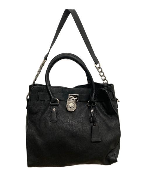 MICHAEL KORS（マイケル・コース）MICHAEL KORS (マイケル・コース) シボ革レザートートバッグ ブラック サイズ:実寸サイズをご確認くださいの古着・服飾アイテム