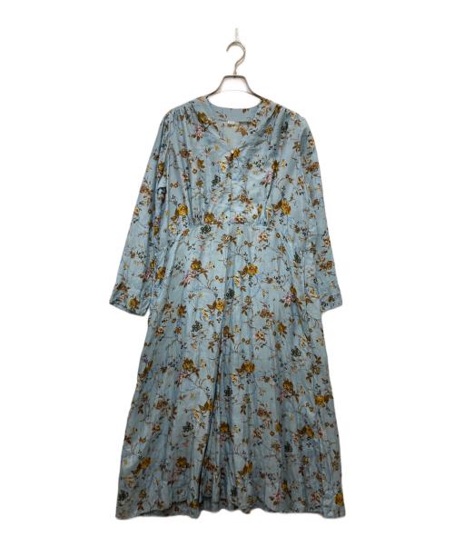 45R（フォーティファイブ・アール）45R (フォーティファイブ・アール) シルクのアンティークフラワープリントドレス ブルー サイズ:2の古着・服飾アイテム