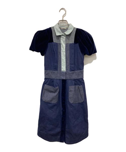 MIU MIU（ミュウミュウ）MIU MIU (ミュウミュウ) 半袖ワンピース ブルー サイズ:36の古着・服飾アイテム