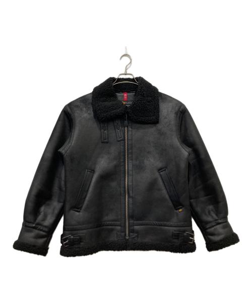 ALPHA（アルファ）ALPHA (アルファ) B-3 フェイクムートンジャケット ブラック サイズ:Mの古着・服飾アイテム