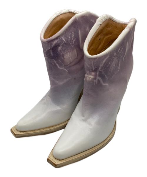 Maison Margiela22（メゾンマルジェラ22）Maison Margiela22 (メゾンマルジェラ22) ROSE EMBOSSED BOOTS ホワイト×パープル サイズ:37の古着・服飾アイテム