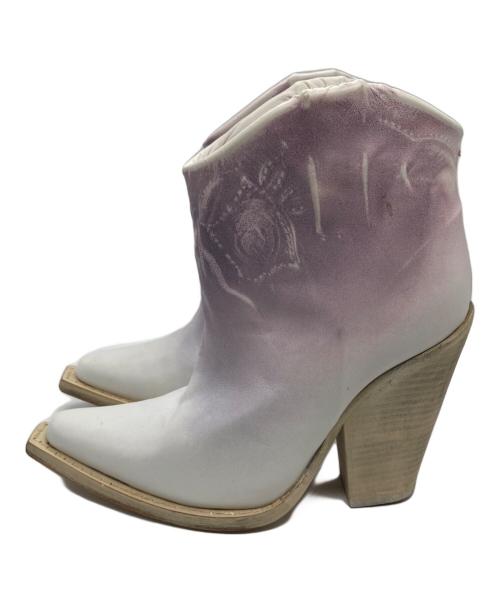 Maison Margiela22（メゾンマルジェラ22）Maison Margiela22 (メゾンマルジェラ22) ROSE EMBOSSED BOOTS ホワイト×パープル サイズ:37の古着・服飾アイテム