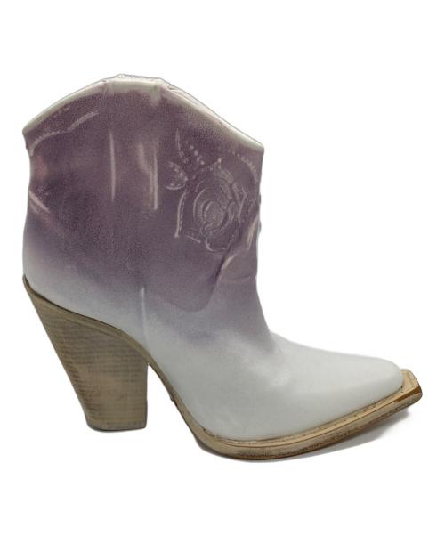 Maison Margiela22（メゾンマルジェラ22）Maison Margiela22 (メゾンマルジェラ22) ROSE EMBOSSED BOOTS ホワイト×パープル サイズ:37の古着・服飾アイテム
