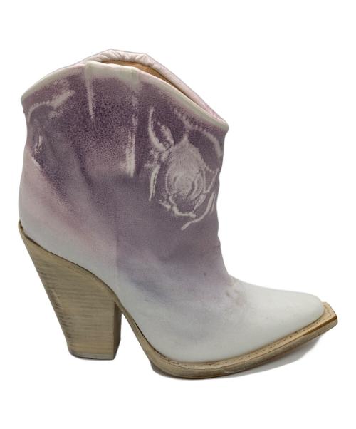 Maison Margiela22（メゾンマルジェラ22）Maison Margiela22 (メゾンマルジェラ22) ROSE EMBOSSED BOOTS ホワイト×パープル サイズ:37の古着・服飾アイテム