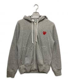 PLAY COMME des GARCONS（プレイコムデギャルソン）の古着「Zip-Up Hoodie With Red Emblem」｜グレー