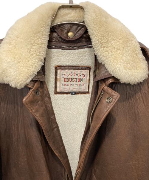 HOUSTON（ヒューストン）HOUSTON (ヒューストン) HARAJUKU MOTHER (ハラジュクマザー) レザーフライトジャケット ブラウン サイズ:LLの古着・服飾アイテム