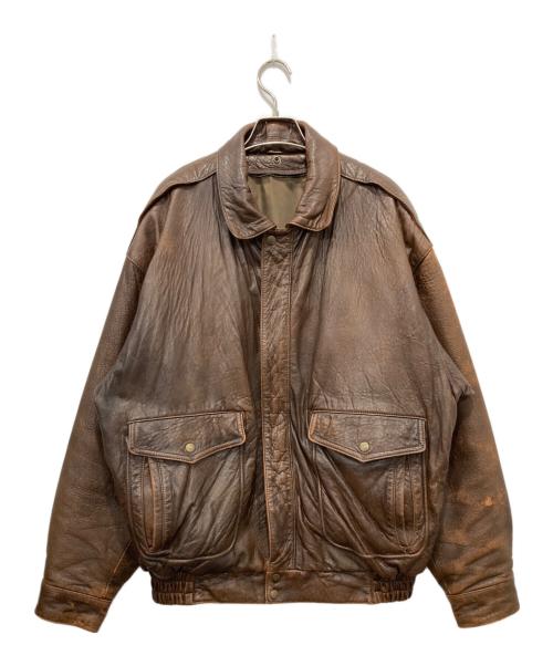 HOUSTON（ヒューストン）HOUSTON (ヒューストン) HARAJUKU MOTHER (ハラジュクマザー) レザーフライトジャケット ブラウン サイズ:LLの古着・服飾アイテム