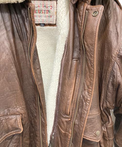 HOUSTON（ヒューストン）HOUSTON (ヒューストン) HARAJUKU MOTHER (ハラジュクマザー) レザーフライトジャケット ブラウン サイズ:LLの古着・服飾アイテム