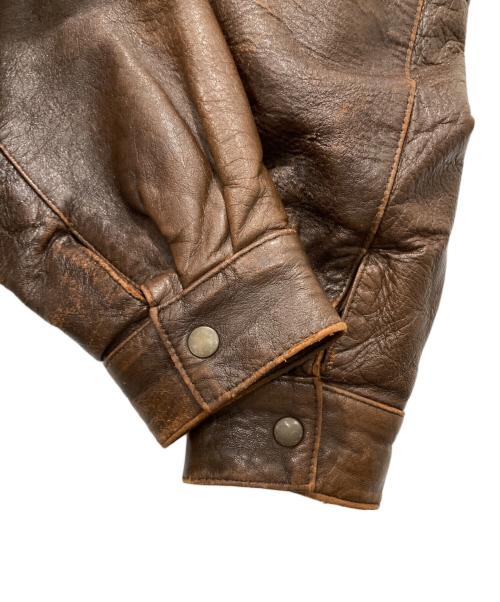 HOUSTON（ヒューストン）HOUSTON (ヒューストン) HARAJUKU MOTHER (ハラジュクマザー) レザーフライトジャケット ブラウン サイズ:LLの古着・服飾アイテム