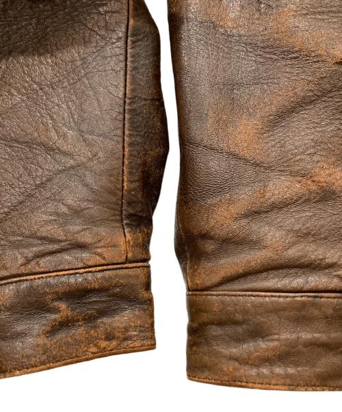 HOUSTON（ヒューストン）HOUSTON (ヒューストン) HARAJUKU MOTHER (ハラジュクマザー) レザーフライトジャケット ブラウン サイズ:LLの古着・服飾アイテム