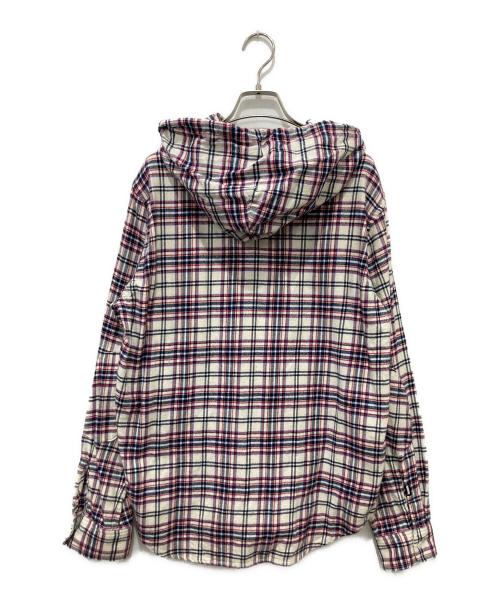 stussy（ステューシー）stussy (ステューシー) フーデッドチェックネルシャツ ホワイト×レッド サイズ:Lの古着・服飾アイテム