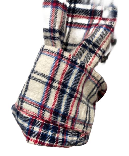 stussy（ステューシー）stussy (ステューシー) フーデッドチェックネルシャツ ホワイト×レッド サイズ:Lの古着・服飾アイテム