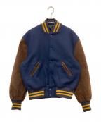 skookumスクーカム）の古着「スタジャン」｜ネイビー×ブラウン